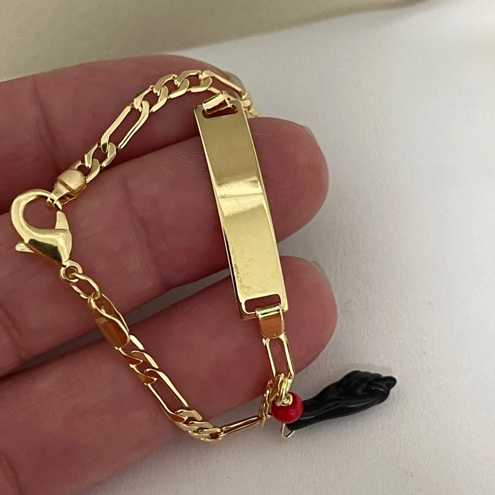 18k Gold Filled Children Figaro Azabache Bracelet